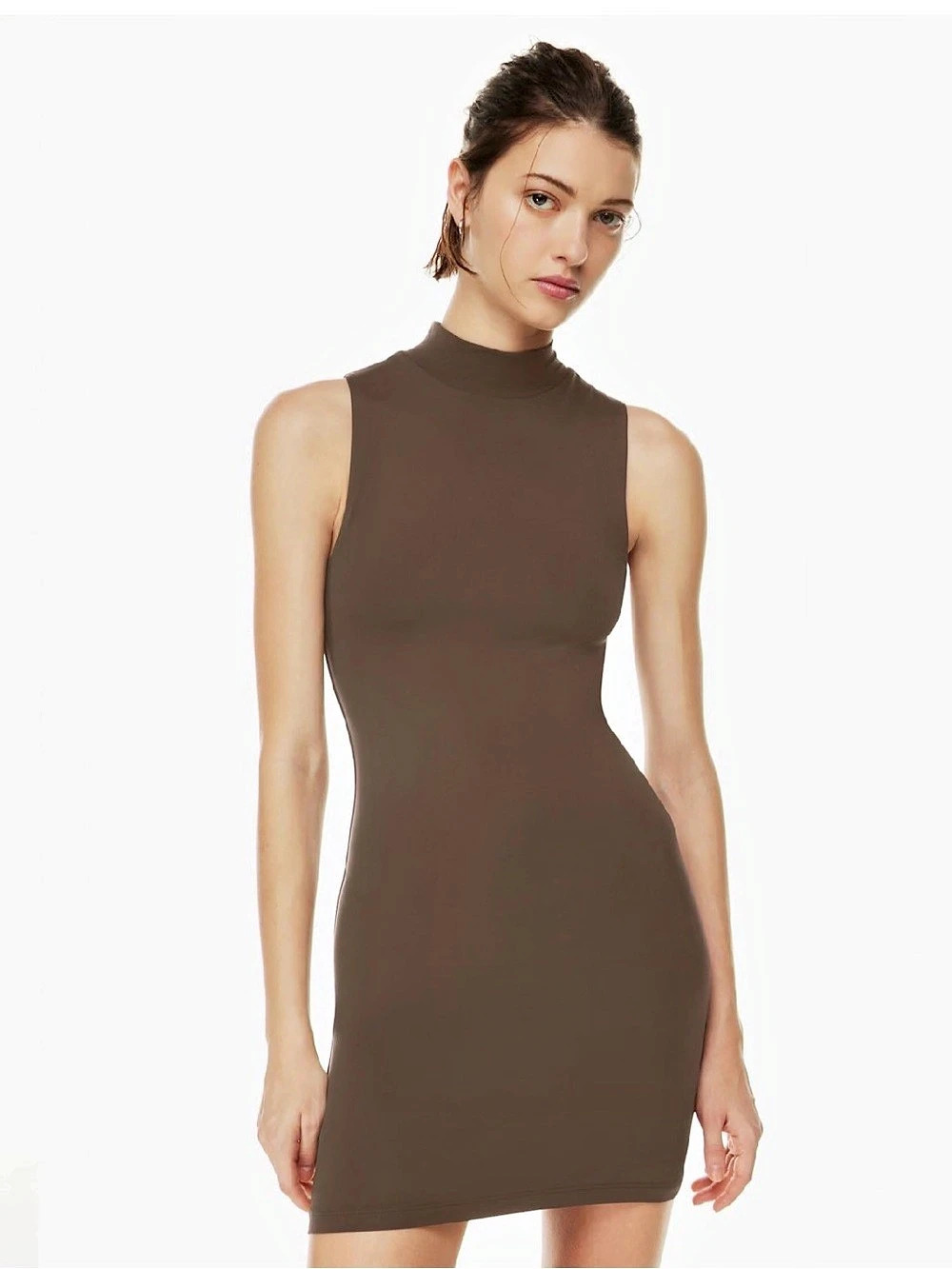 Babaton Contour Mockneck Mini Dress Brown XL